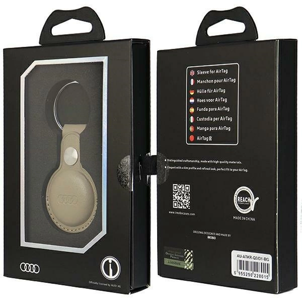 Audi Synthetic Leather AirTag case - beigeeng
