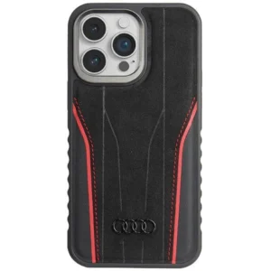 Audi Genuine Leather case with MagSafe for iPhone 14 Pro Max - black and redeng