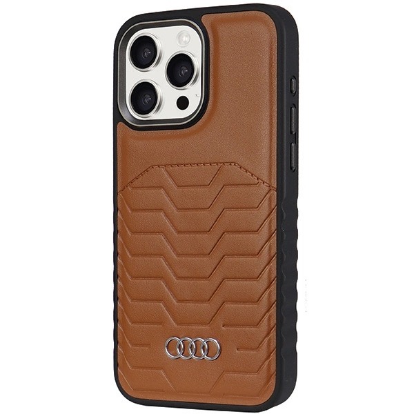 Audi Synthetic Leather case with MagSafe for iPhone 14 Pro - browneng