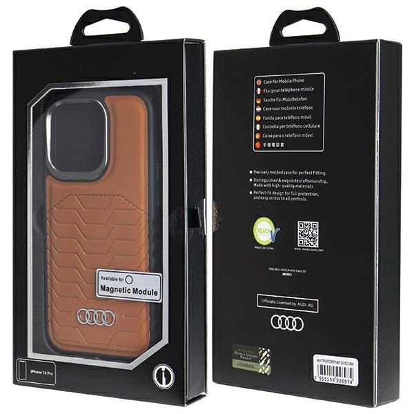 Audi Synthetic Leather case with MagSafe for iPhone 14 Pro - browneng