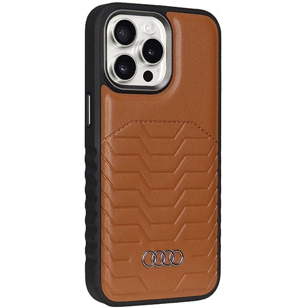 Audi Synthetic Leather case with MagSafe for iPhone 14 Pro Max - browneng