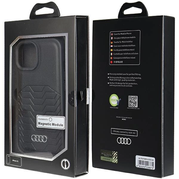 Audi Synthetic Leather Case with MagSafe for iPhone 15/14/13 - Blackeng