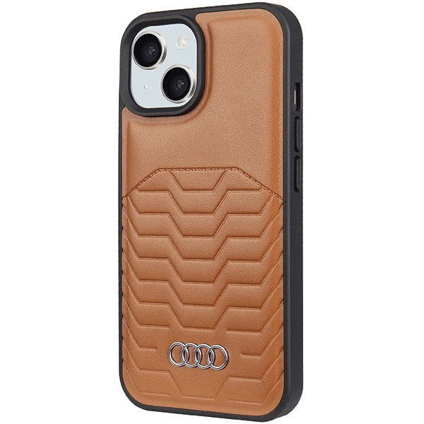 Audi Synthetic Leather Case with MagSafe for iPhone 15 Plus / 14 Plus - Browneng