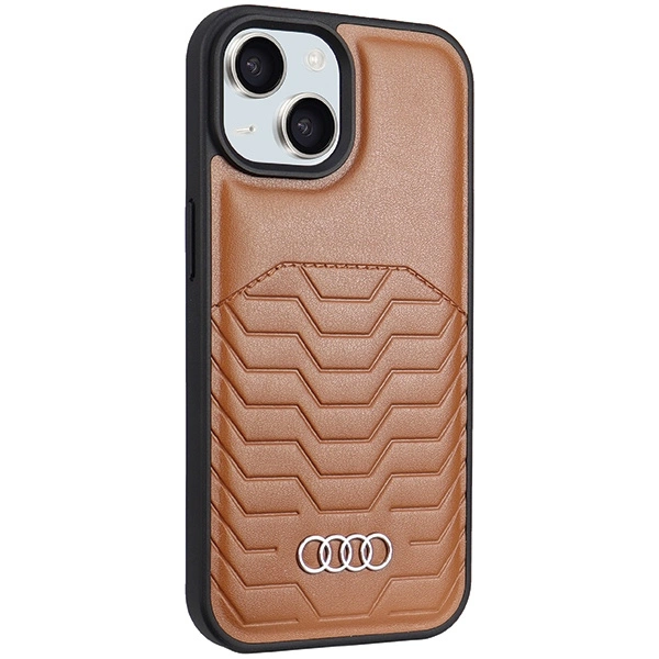 Audi Synthetic Leather Case with MagSafe for iPhone 15 Plus / 14 Plus - Browneng
