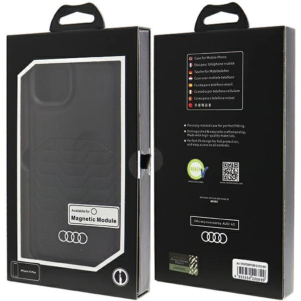 Audi Synthetic Leather Case with MagSafe for iPhone 15 Plus / 14 Plus - Blackeng