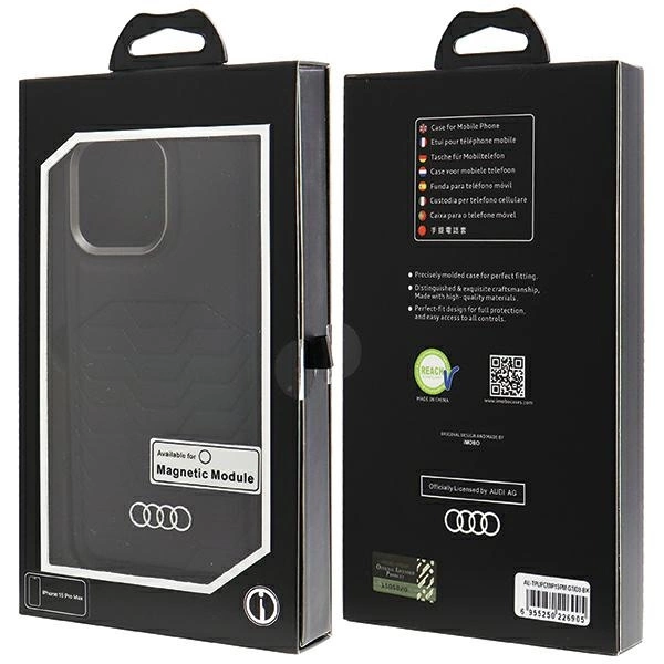 Audi Synthetic Leather case with MagSafe for iPhone 15 Pro Max - blackeng