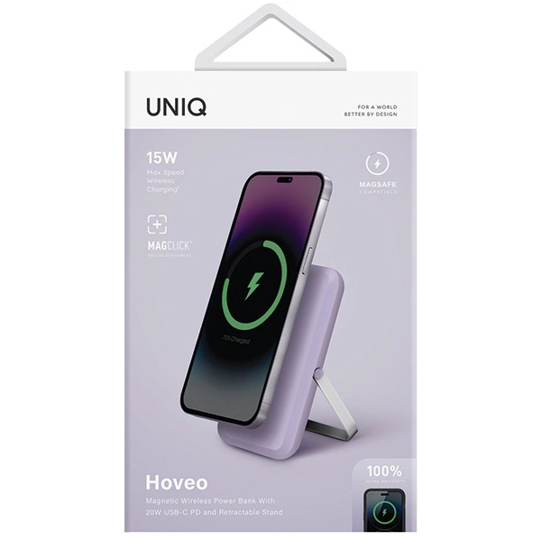 Powerbank Uniq Hoveo magnetic 5000mAh USB-C 20W PD - purpleeng