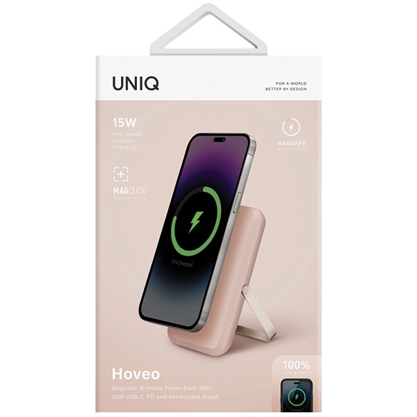 Powerbank Uniq Hoveo magnetic 5000mAh USB-C 20W PD - pinkeng