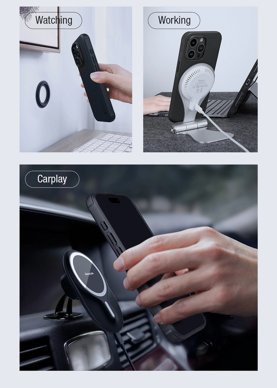 Nillkin Super Frosted Shield Pro Magnetic Case for iPhone 15 Pro - blackeng