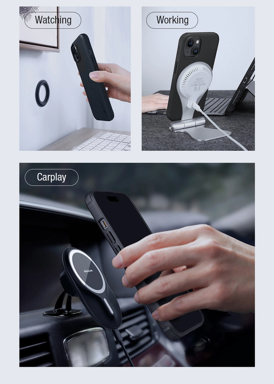 Nillkin Super Frosted Shield Pro Magnetic Case for iPhone 15 - blackeng
