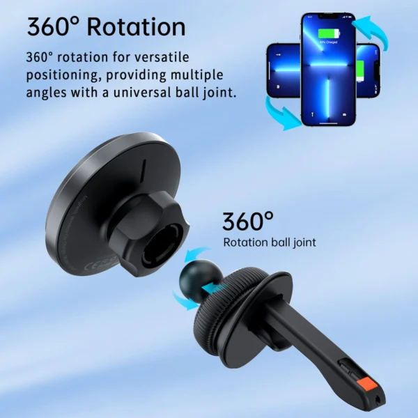 Choetech T204-F magnetic car holder with 15W wireless charging - blackeng