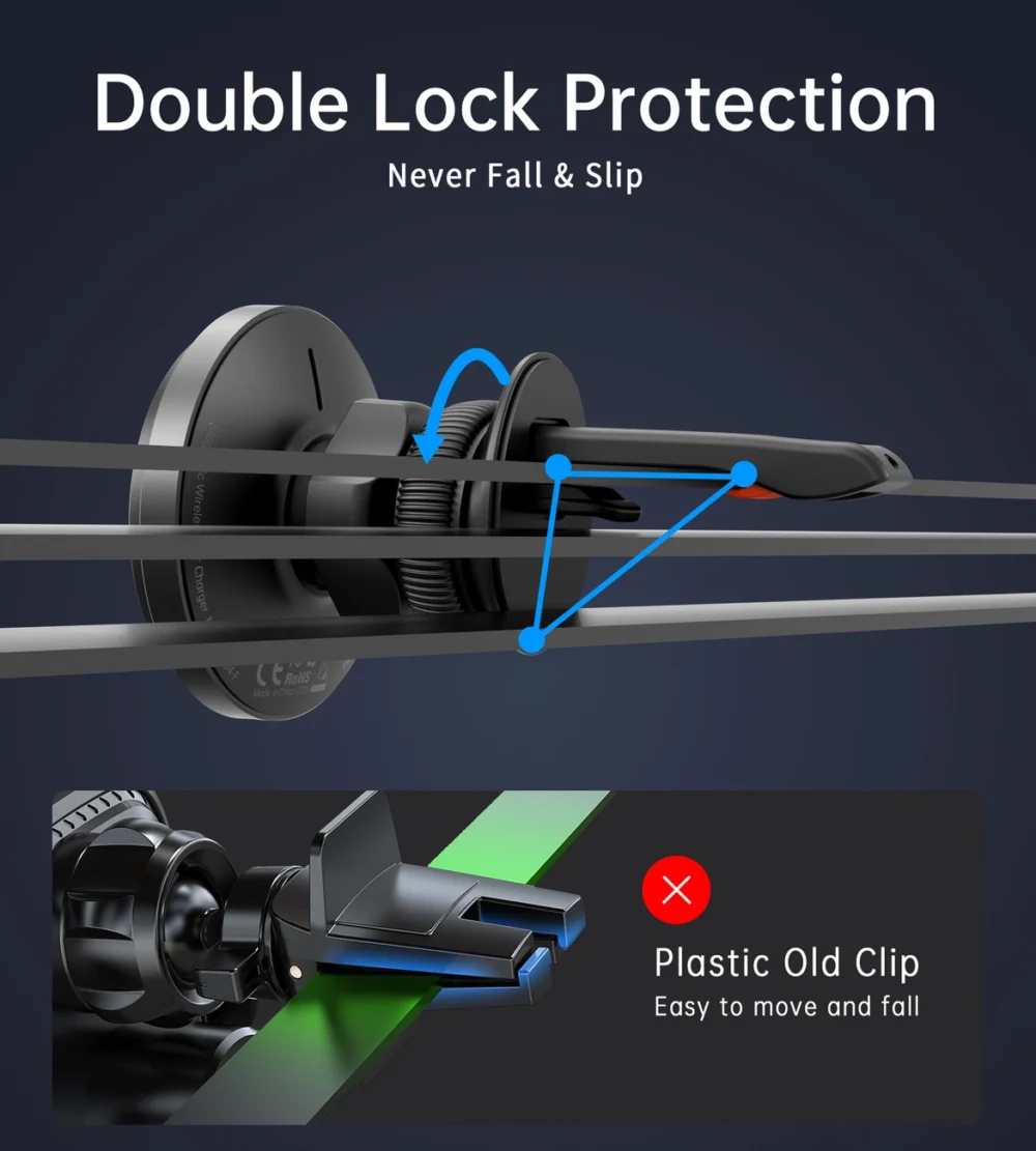 Choetech T204-F magnetic car holder with 15W wireless charging - blackeng