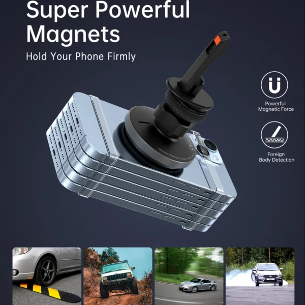 Choetech T204-F magnetic car holder with 15W wireless charging - blackeng