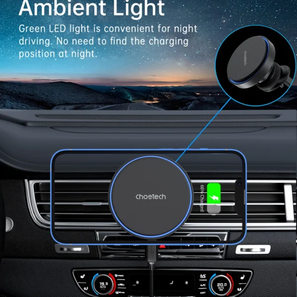 Choetech T205-F magnetic holder with 15 W inductive charger - blackeng