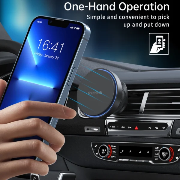 Choetech T205-F magnetic holder with 15 W inductive charger - blackeng