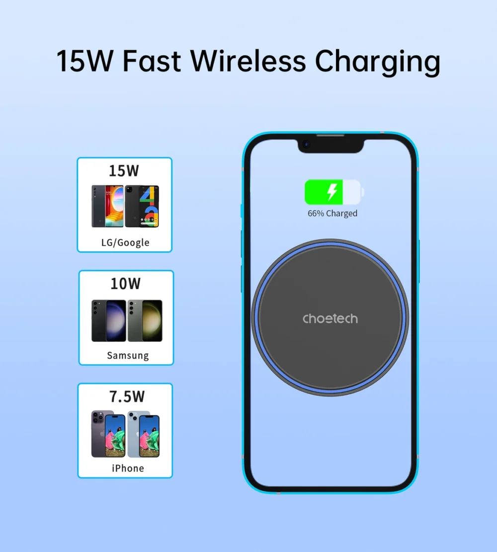 Choetech T205-F magnetic holder with 15 W inductive charger - blackeng