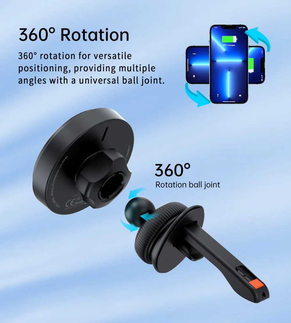Choetech T205-F magnetic holder with 15 W inductive charger - blackeng