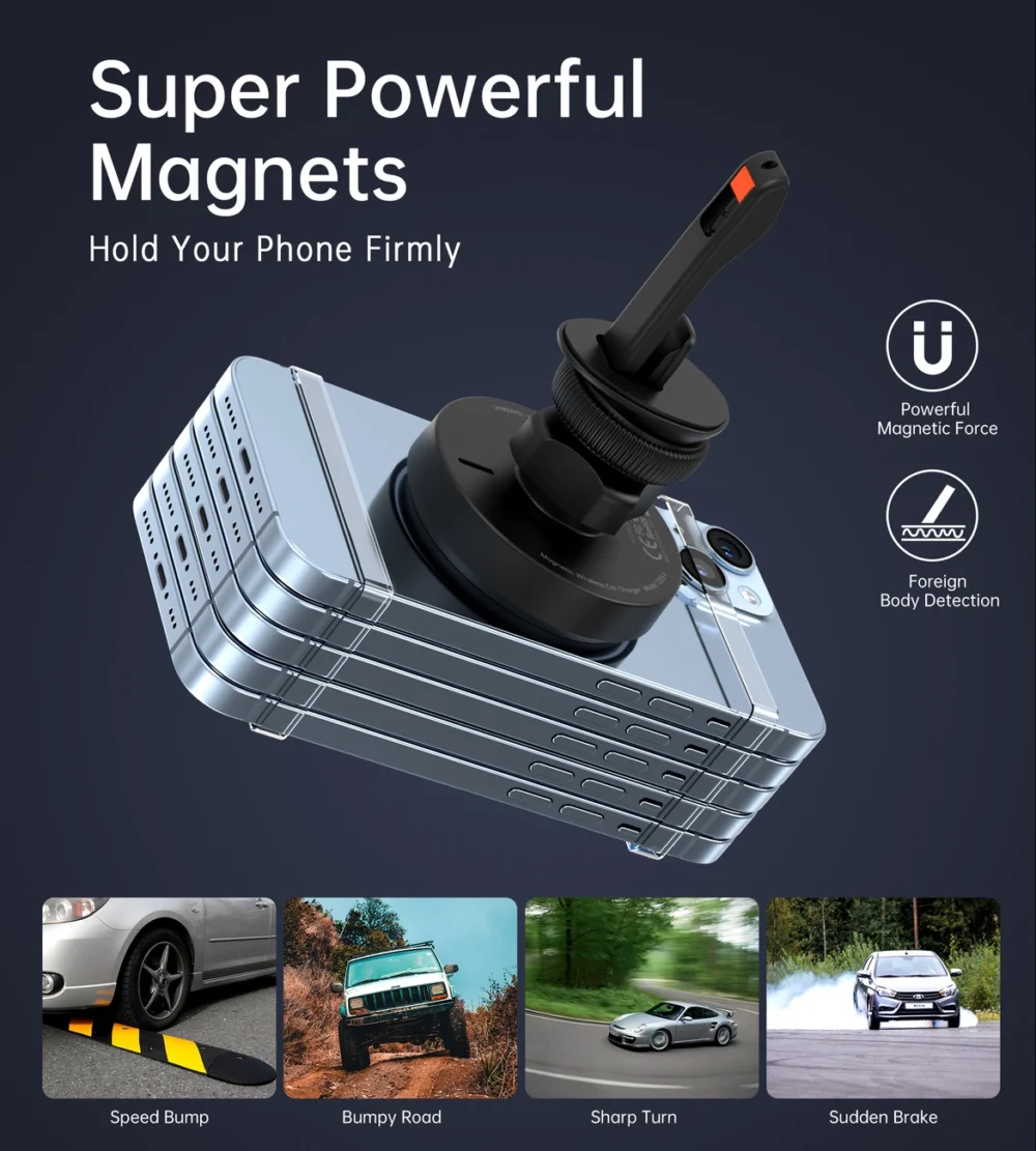 Choetech T205-F magnetic holder with 15 W inductive charger - blackeng