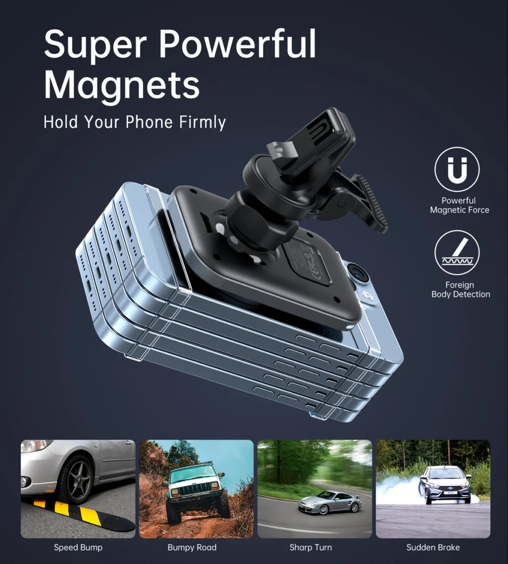 Choetech T206-F car holder with inductive charger up to 15W - blackeng