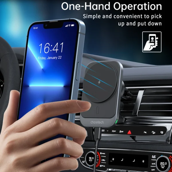 Choetech T206-F car holder with inductive charger up to 15W - blackeng