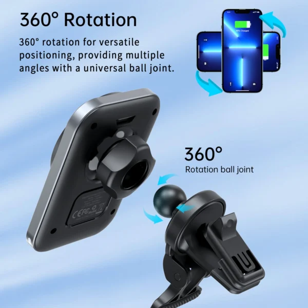 Choetech T206-F car holder with inductive charger up to 15W - blackeng