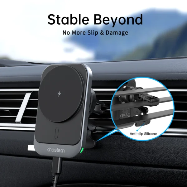 Choetech T206-F car holder with inductive charger up to 15W - blackeng