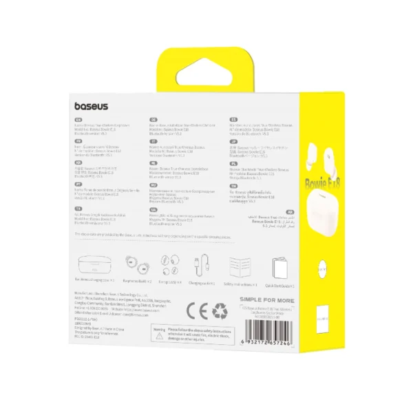 Baseus Bowie E18 Wireless TWS ENC IPX4 Earphones - Whiteeng