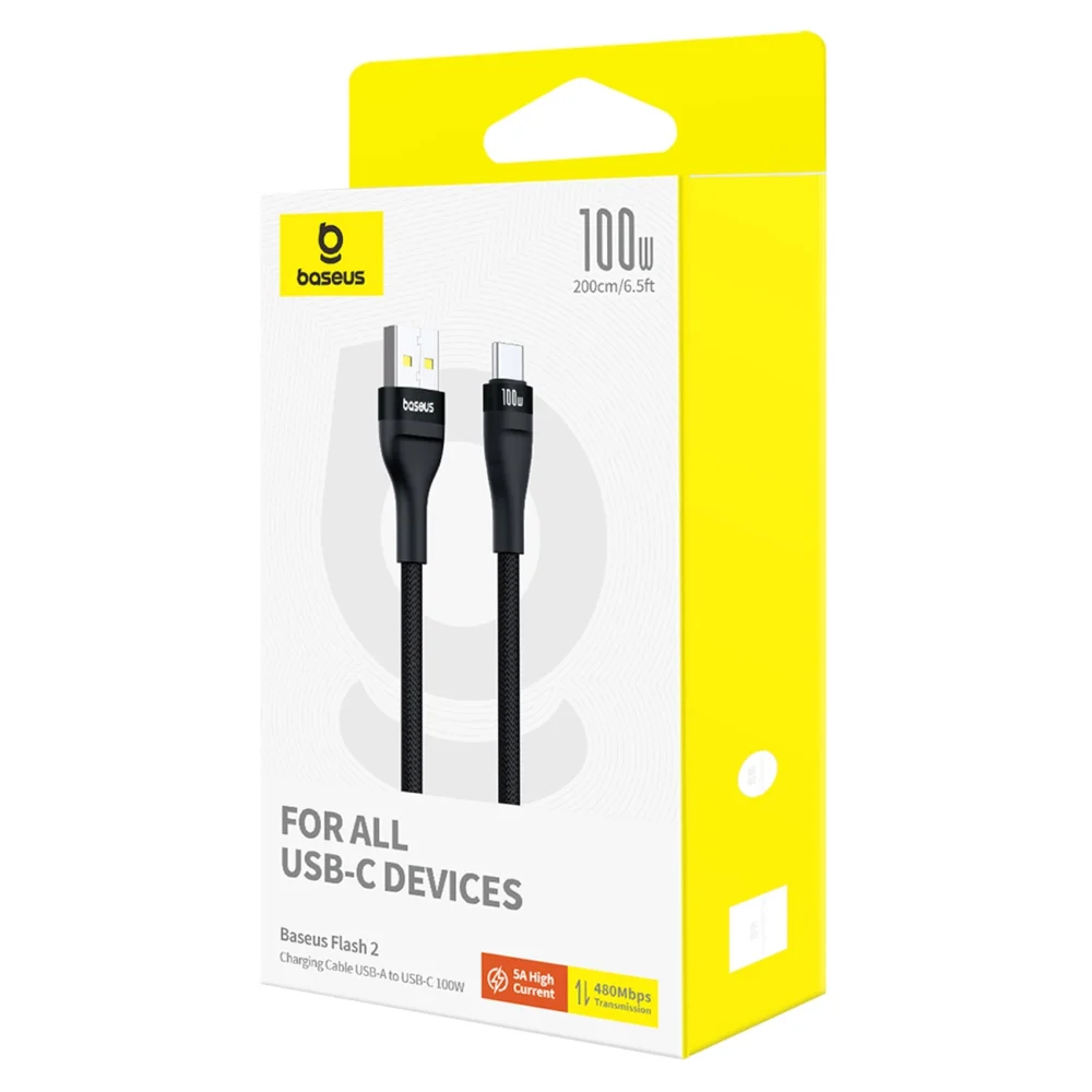 Baseus Flash 2 USB-A / USB-C cable 100W 2 m - blackeng