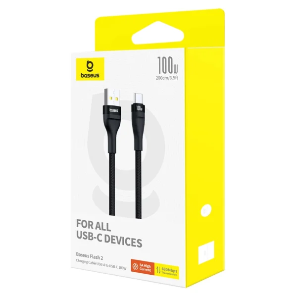 Baseus Flash 2 USB-A / USB-C cable 100W 1 m - blackeng
