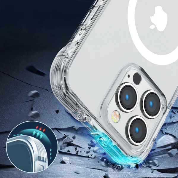 [RETURNED ITEM] Joyroom Magnetic Defender Magnetic Case for iPhone 14 Armored Case with Hooks Stand Clear (MagSafe Compatible)eng