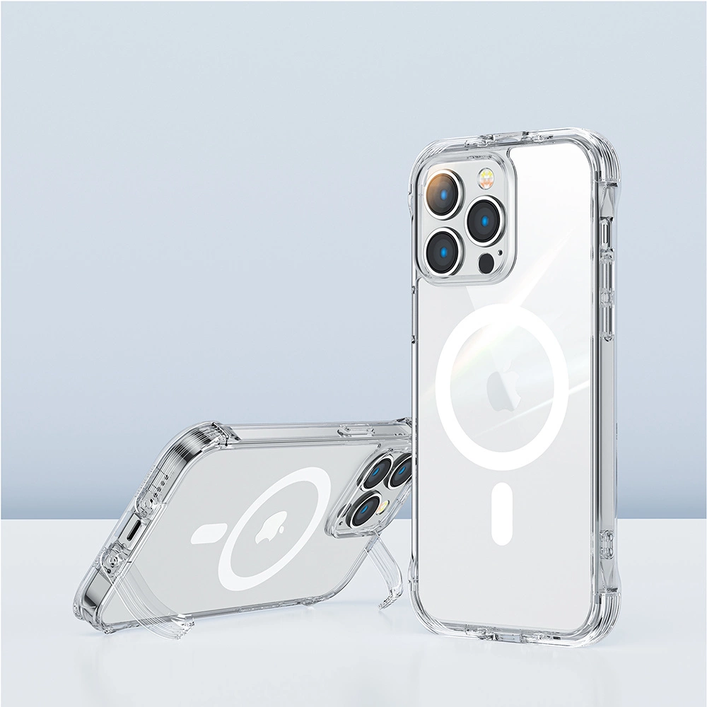 [RETURNED ITEM] Joyroom Magnetic Defender Magnetic Case for iPhone 14 Armored Case with Hooks Stand Clear (MagSafe Compatible)eng