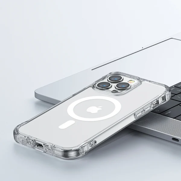 [RETURNED ITEM] Joyroom Magnetic Defender Magnetic Case for iPhone 14 Armored Case with Hooks Stand Clear (MagSafe Compatible)eng