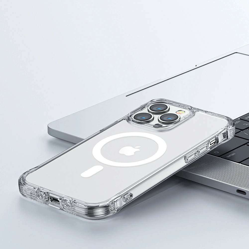 [RETURNED ITEM] Joyroom Magnetic Defender Magnetic Case for iPhone 14 Armored Case with Hooks Stand Clear (MagSafe Compatible)eng