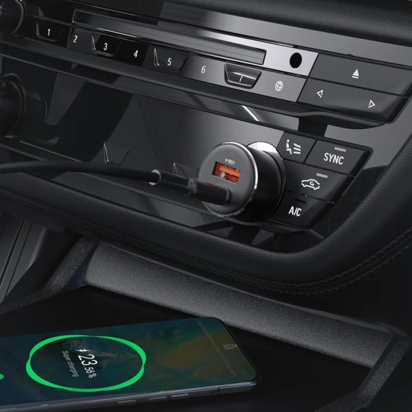 Acefast B12 car charger 60W USB-A / USB-C - blackeng