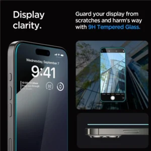 [RETURNED ITEM] TEMPERED GLASS Spigen GLAS.TR "EZ FIT" 2-PACK IPHONE 15 PRO MAX CLEAReng