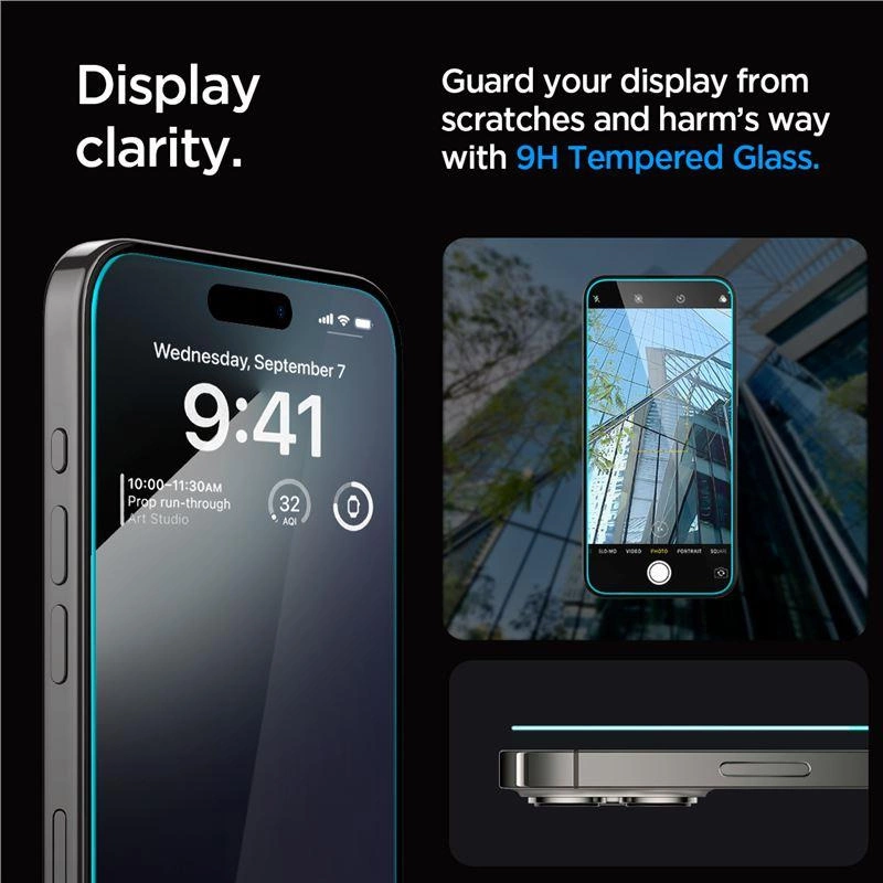 [RETURNED ITEM] TEMPERED GLASS Spigen GLAS.TR "EZ FIT" 2-PACK IPHONE 15 PRO MAX CLEAReng