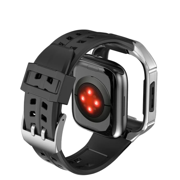 Kingxbar CYF136 2in1 armored case for Apple Watch SE, 6, 5, 4 (44 mm) made of stainless steel with a silver strapeng