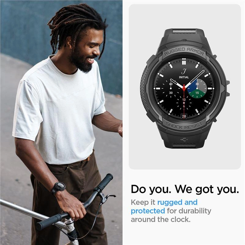 Spigen Rugged Armor Pro case with strap for Samsung Galaxy Watch 5 Pro (45 mm) - blackeng
