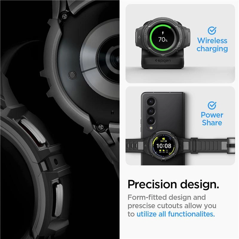 Spigen Rugged Armor Pro case with strap for Samsung Galaxy Watch 5 Pro (45 mm) - blackeng