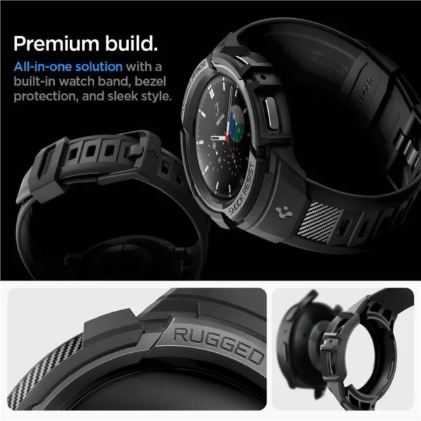Spigen Rugged Armor Pro case with strap for Samsung Galaxy Watch 5 Pro (45 mm) - blackeng