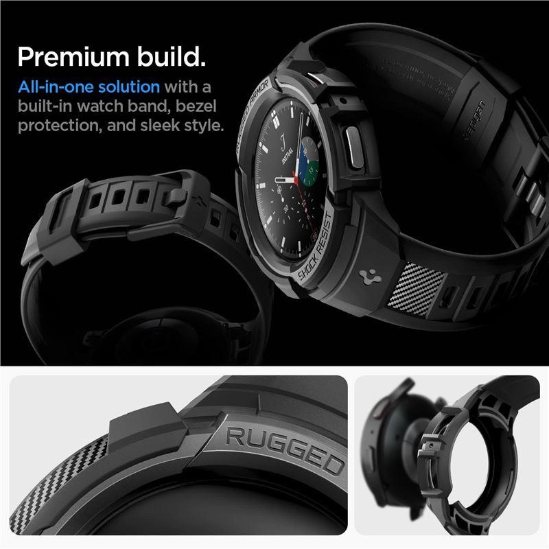 Spigen Rugged Armor Pro case with strap for Samsung Galaxy Watch 5 Pro (45 mm) - blackeng