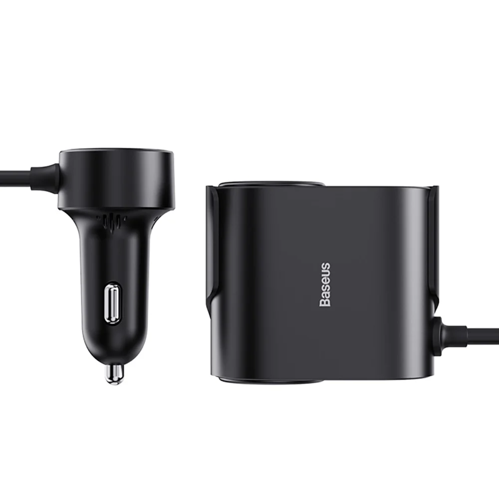 Baseus High Efficiency Pro 2x cigarette lighter socket adapter with USB-A USB-C 30W charger - blackeng