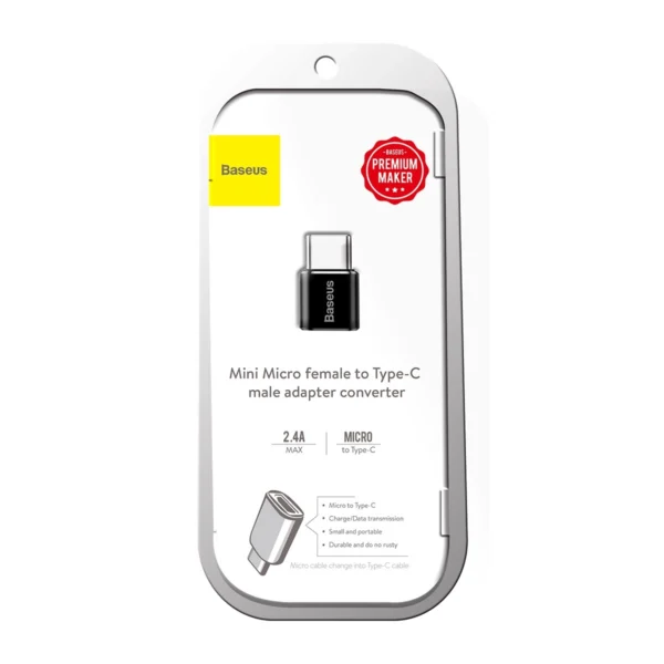 Baseus Mini Micro USB to USB-C adapter - blackeng