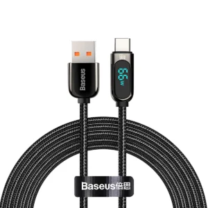Baseus Display Fast Charging Data USB-A / USB-C 66W 1 m cable - blackeng