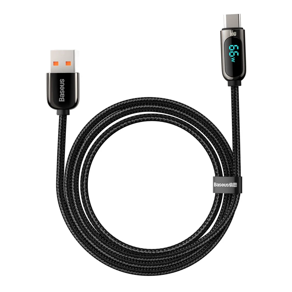 Baseus Display Fast Charging Data USB-A / USB-C 66W 1 m cable - blackeng