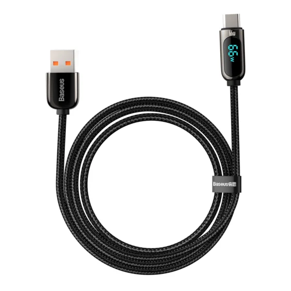 Baseus Display Fast Charging Data USB-A / USB-C 66W 1 m cable - blackeng