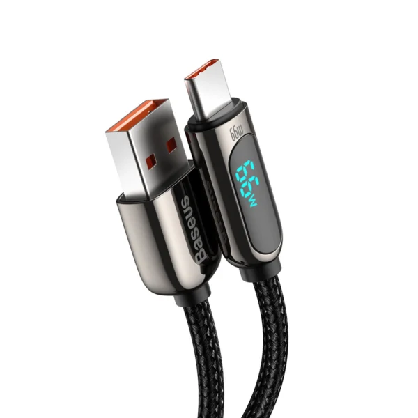 Baseus Display Fast Charging Data USB-A / USB-C 66W 1 m cable - blackeng
