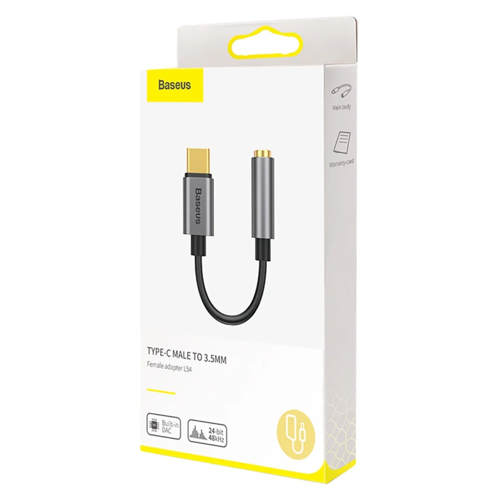 Baseus L54 adapter for USB-C headphones / mini jack 3.5mm DAC 24 bit 48 KHz - grayeng