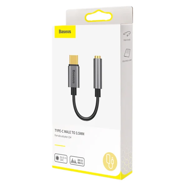 Baseus L54 adapter for USB-C headphones / mini jack 3.5mm DAC 24 bit 48 KHz - grayeng