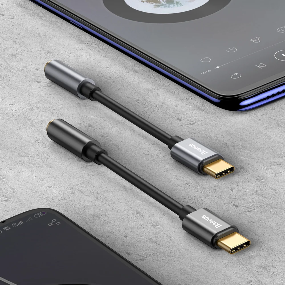 Baseus L54 adapter for USB-C headphones / mini jack 3.5mm DAC 24 bit 48 KHz - grayeng
